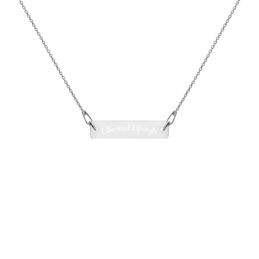 'Liberated Lifestyle' - Engraved Silver Bar Chain Necklace